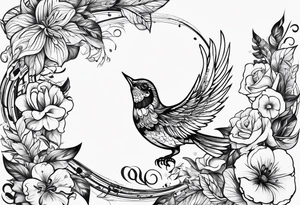 Musical theme ratio with letters L and R tattoo idea
