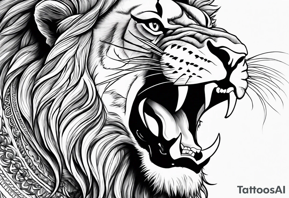 hari singh nalwa rips lion mouth tattoo idea