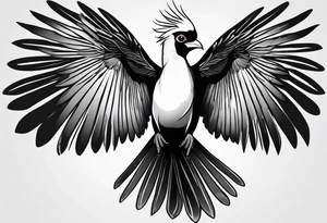 Turaco bird with wingspan from above tattoo idea