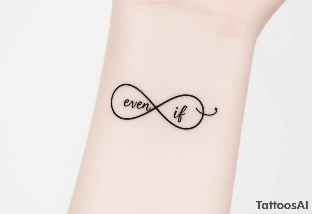 unique and soft infinity symbol with words "EVEN IF" tattoo idea