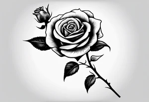 a human hand holding on to a single, long stem rose stem tattoo idea
