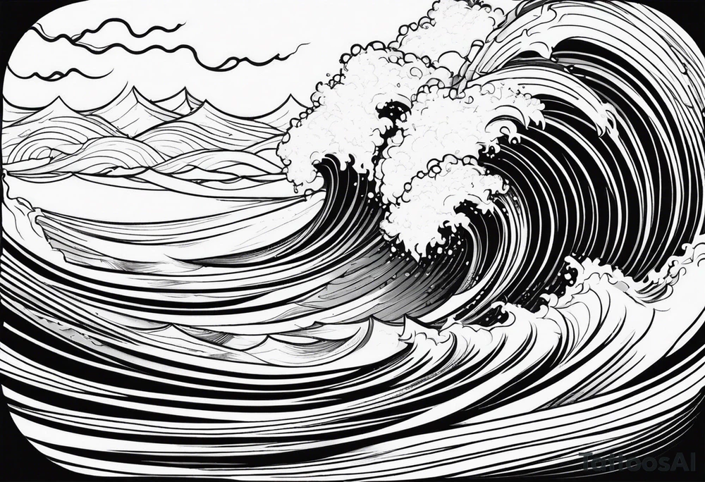picture 8 by 8 centimeters of sea waves before a storm tattoo idea
