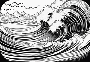 picture 8 by 8 centimeters of sea waves before a storm tattoo idea
