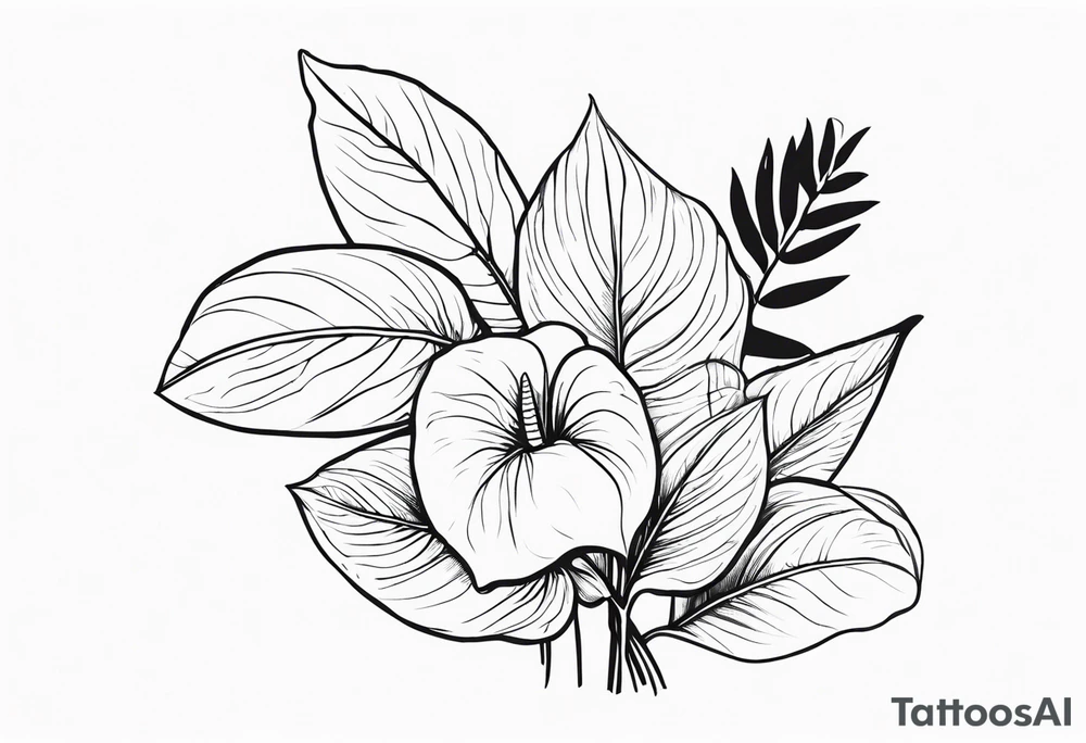 Bouquet avec anthurium et chèvrefeuille tattoo idea