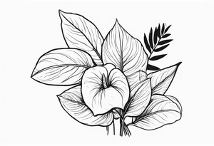 Bouquet avec anthurium et chèvrefeuille tattoo idea