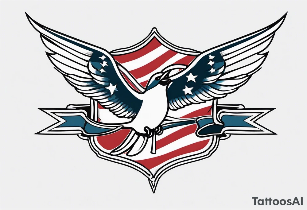 swallow holding flag tattoo idea