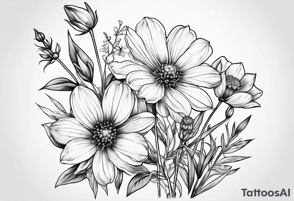 small long stem wildflowers tattoo idea