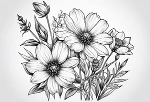 small long stem wildflowers tattoo idea