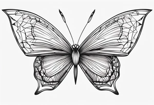 elegant butterfly da vinci minimalistic tattoo idea