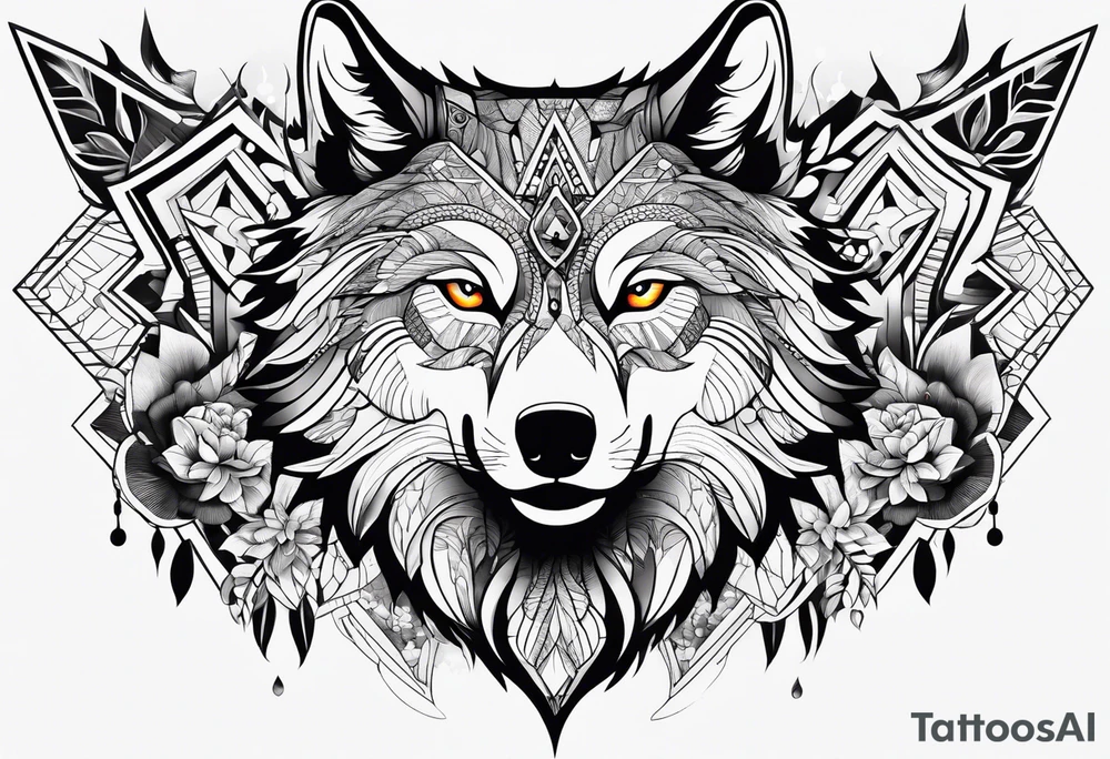 a psychedelic wolf tattoo idea