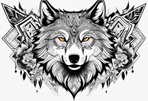 a psychedelic wolf tattoo idea