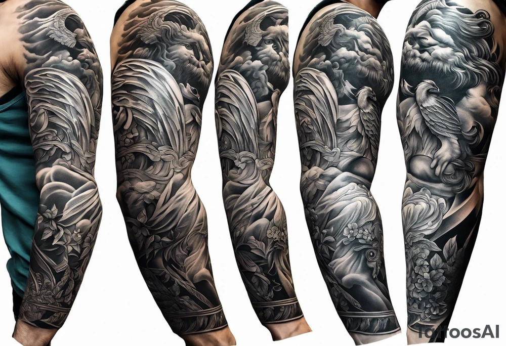full left arm sleeve with greek mythology for men tattoo idea full left arm sleeve with greek mythology for men tattoo idea