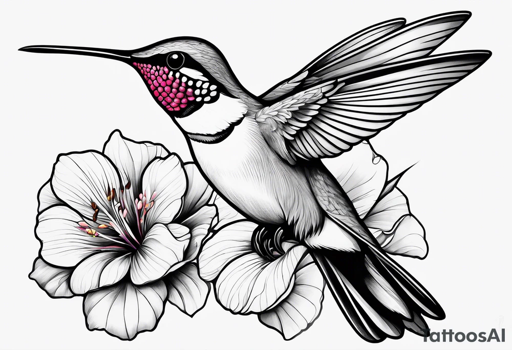 Humming bird and a single flower tattoo idea