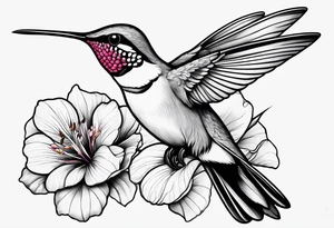 Humming bird and a single flower tattoo idea