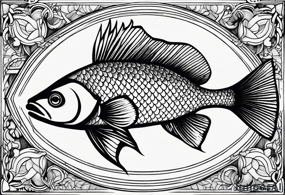 scale pattern with fish tattoo idea