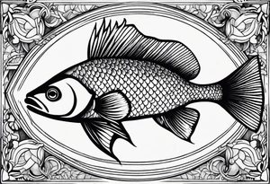 scale pattern with fish tattoo idea