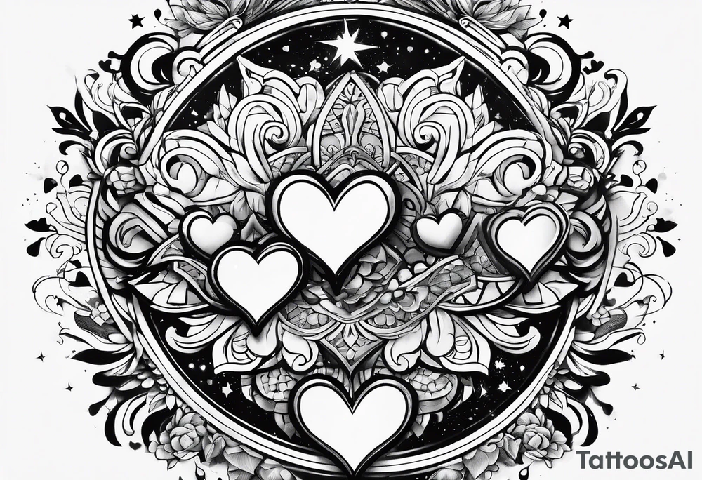 galaxy with hearts tattoo idea