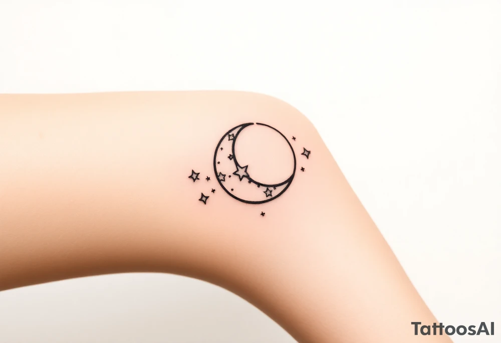 Moon and stars tattoo idea
