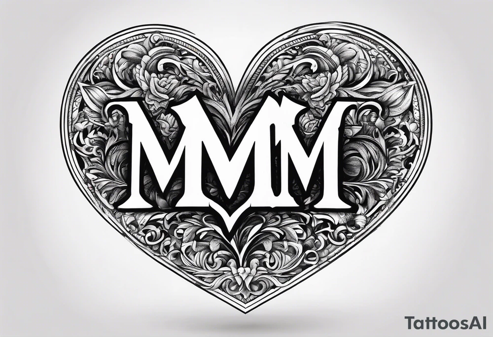 Simple Heart with the letters m and s inside tattoo idea