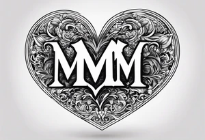 Simple Heart with the letters m and s inside tattoo idea
