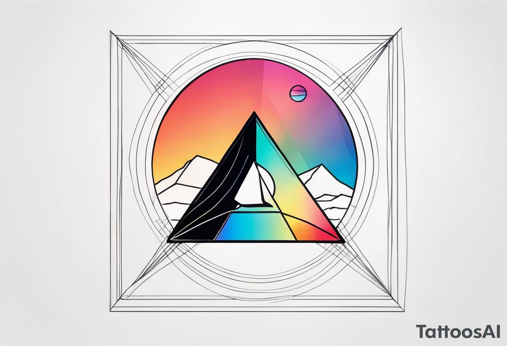 prism light similar to dark side of the moon cover tattoo idea