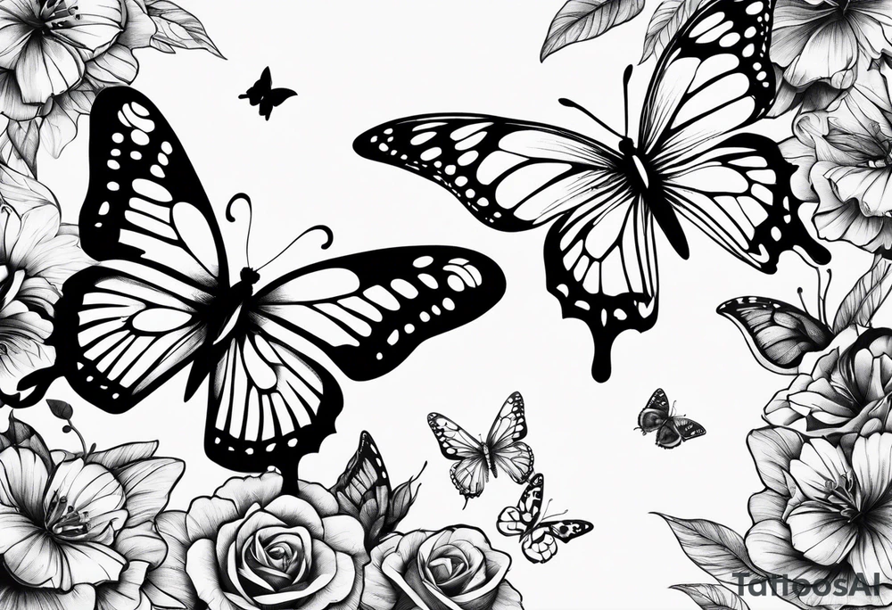 one pretty butterfly and one moth next to each other tattoo idea
