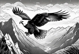 White Dove and an Eagle flying over a mountain tattoo idea