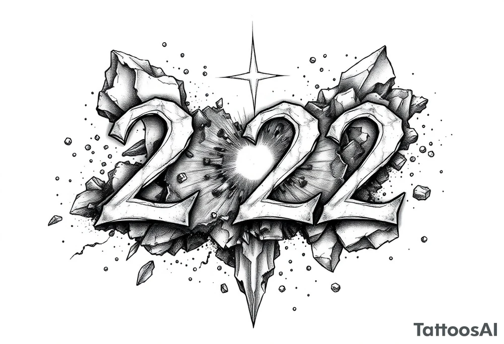 number 222 planetary stardust tattoo idea