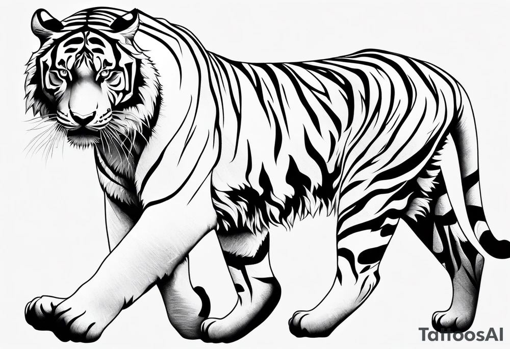 abstract fine line tiger full body tattoo idea abstract fine line tiger full body tattoo idea