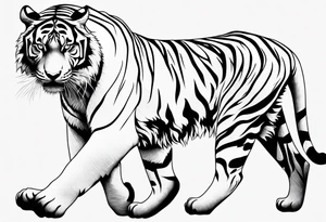 abstract fine line tiger full body tattoo idea