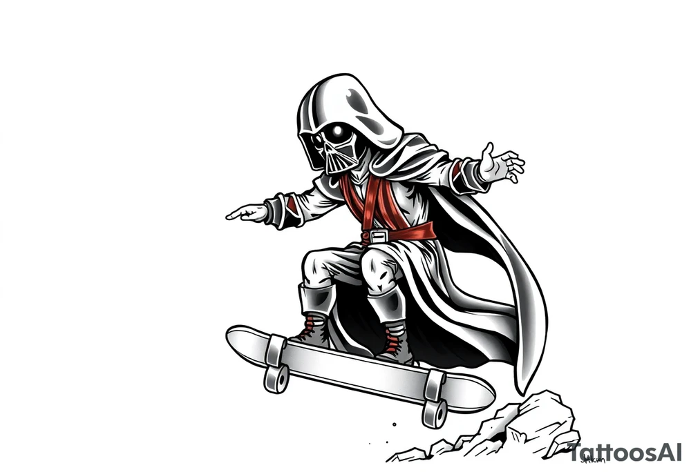 skateboarding Darth Carter, star wars, outdoors, future, memento mori tattoo idea