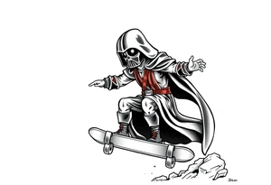 skateboarding Darth Carter, star wars, outdoors, future, memento mori tattoo idea