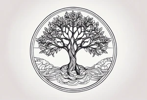 small minimalistic delicate with tree motif tattoo idea