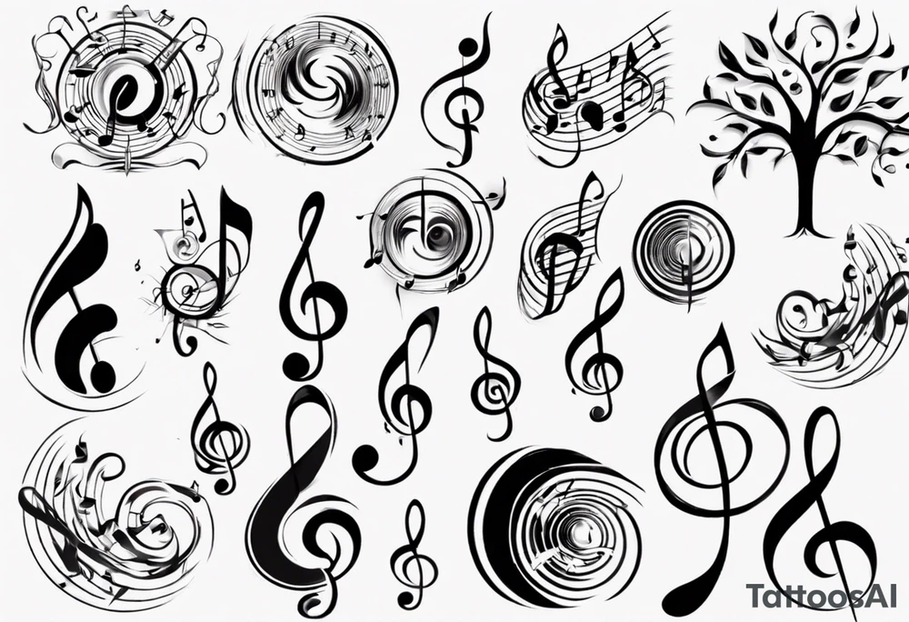 music speaker note tree stave notes tattoo idea