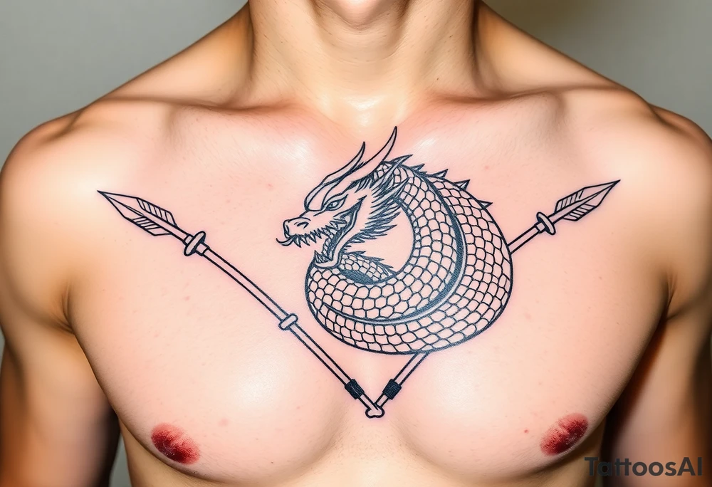 arrows with naga in japanese tattoo idea