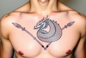 arrows with naga in japanese tattoo idea