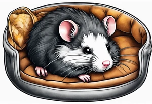 A black hamster sleeping in his bed tattoo idea