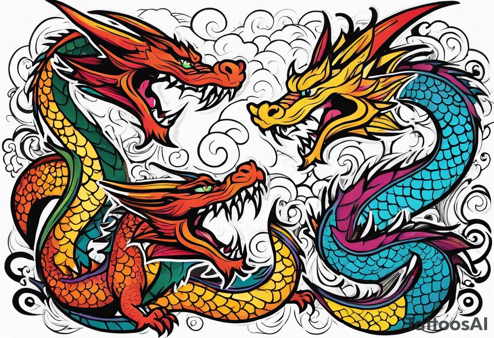 roaring dragons tattoo idea