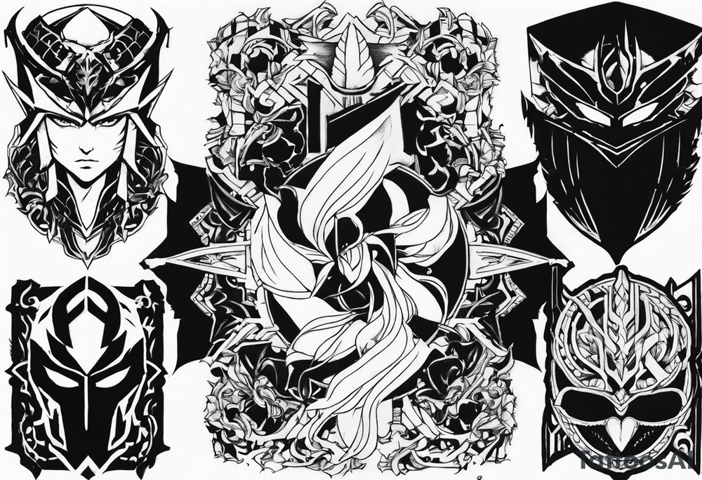 I want a full sleeve manga berserk cyber sigilism tattoo idea