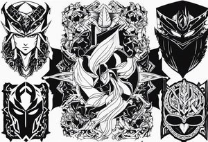 I want a full sleeve manga berserk cyber sigilism tattoo idea
