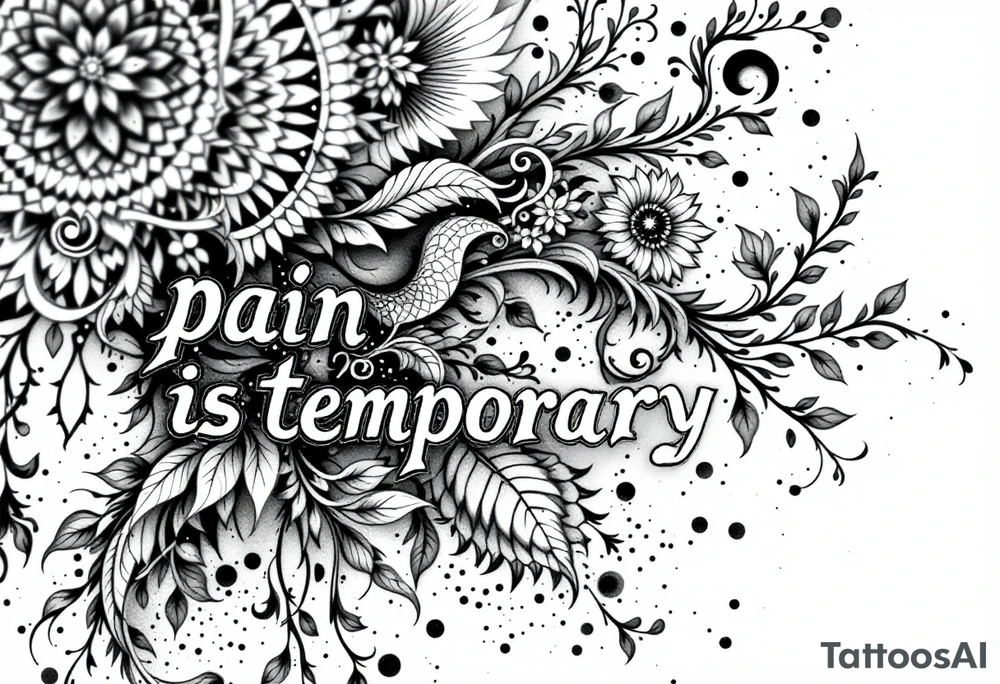 mandala including words pain is temporary and make it taller than it is wide and have it flowing tattoo idea