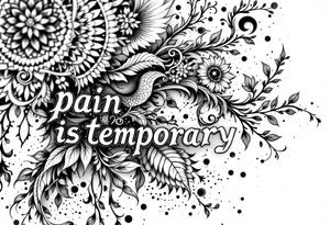 mandala including words pain is temporary and make it taller than it is wide and have it flowing tattoo idea