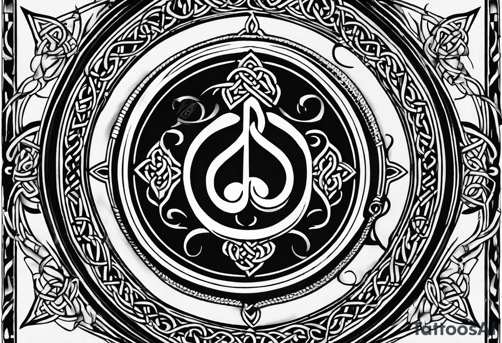 Celtic styling, compass, anchor, bass clef, treble clef, dog paw print tattoo idea