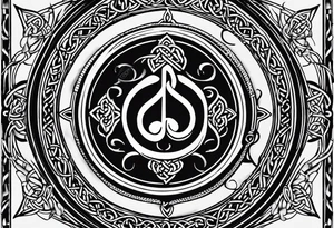 Celtic styling, compass, anchor, bass clef, treble clef, dog paw print tattoo idea
