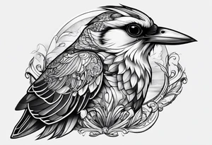 Black and white bird chest tattoo idea