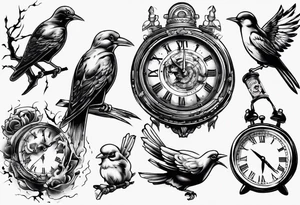 bird destroys the clock tattoo idea