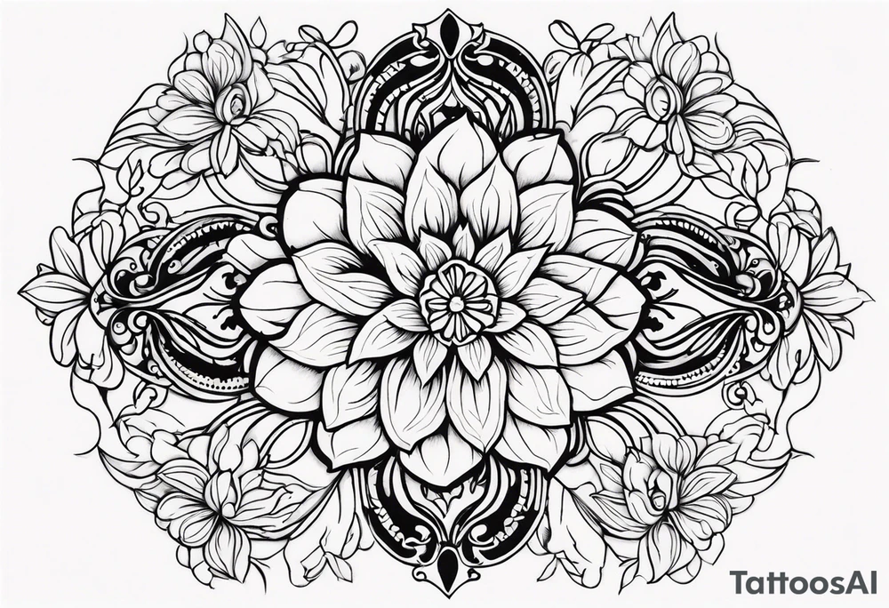 ornaments of flowers tattoo idea