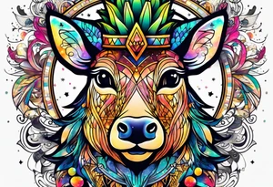 stag featuring colours of the universe and galaxies in amsterdam in the shape of a pineapple tattoo idea