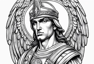 Saint Michael archangel portrait tattoo idea
