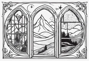 Lord of the rings and Harry Potter movie mashup. Small and simple. Not too much artistic detail. Hobbit door hole, wands, elvish writing, deathly hallows tattoo idea